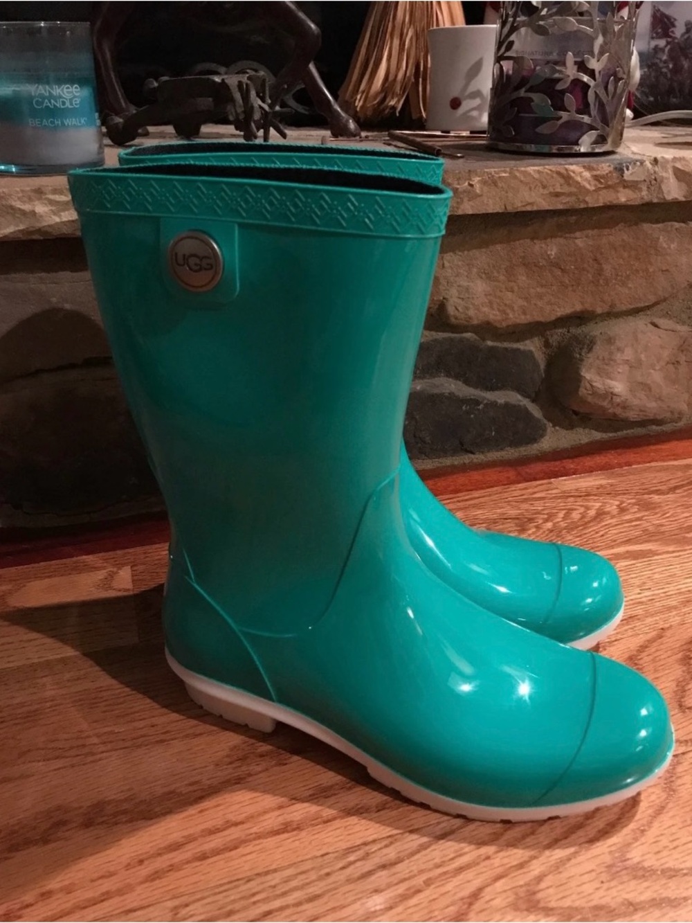 UGG Women's Teal Gloss Rain Boots
